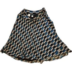 Jones New York Collection Women's Size 6 Midi Skirt Geometric Print Blue‎ Black